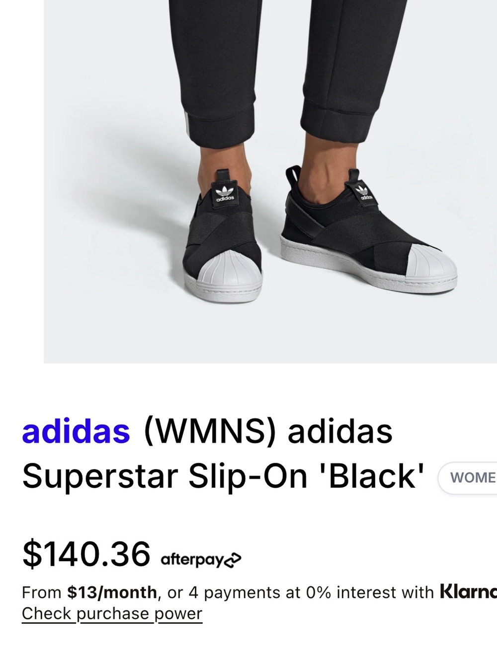 Adidas Superstar Slip-On Womens Sneakers - Black/White